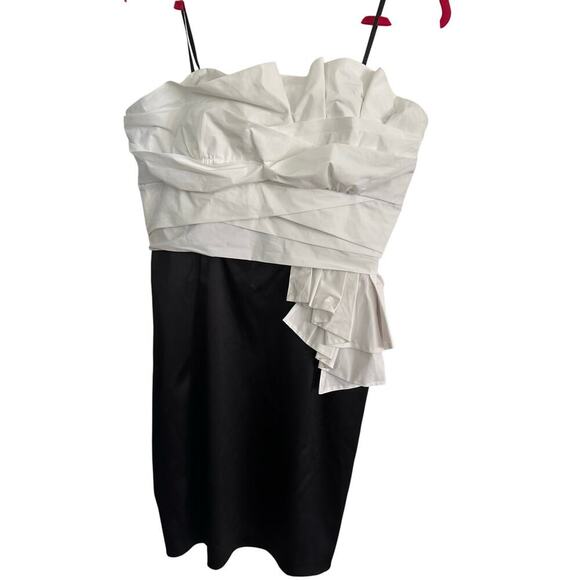 Maxandcleo Women's Black White Sleeveless Formal Mini Dress Size 10 - Picture 2 of 9
